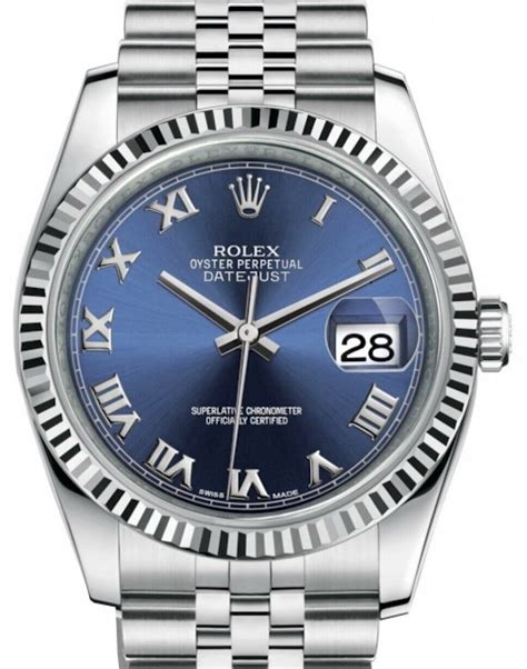 rolex datejust blue dial roman numerals 116234|Rolex Datejust 116234 stainless steel.